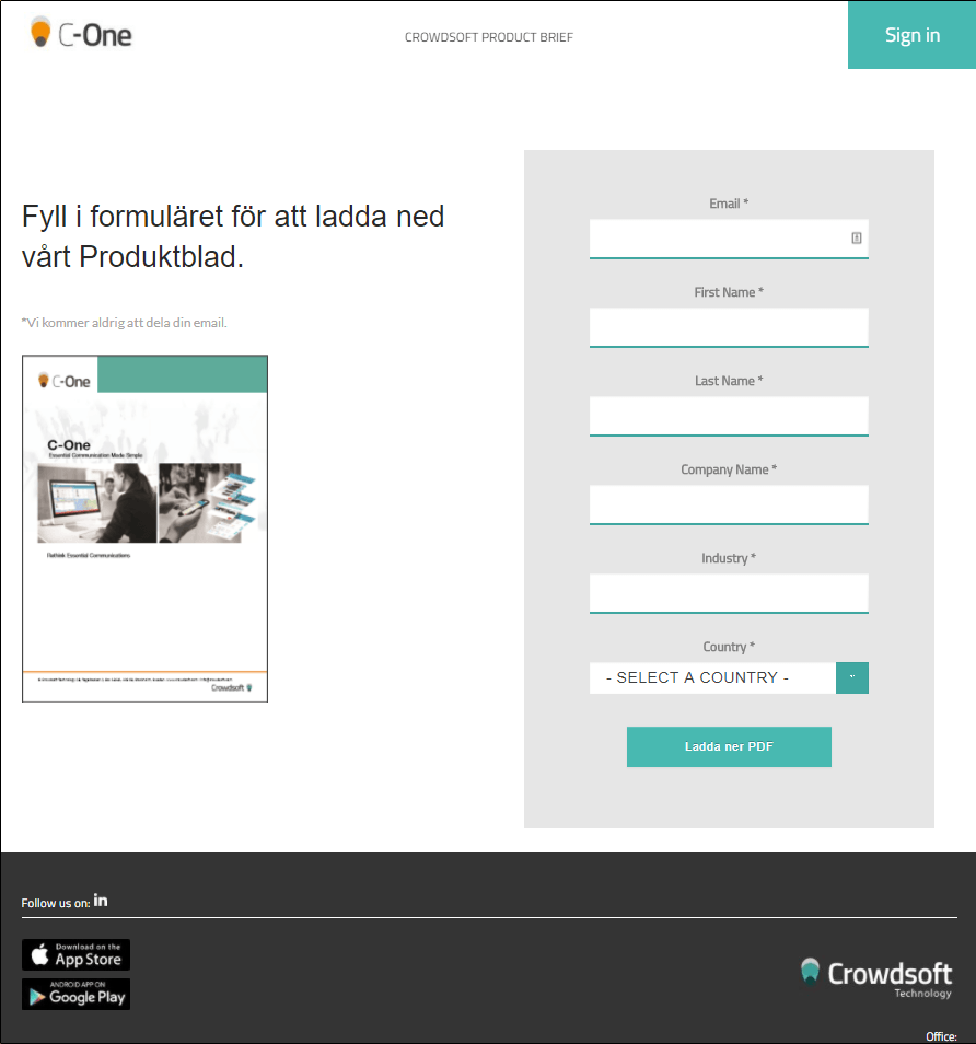 Landing Page Example - Crowdsoft Guide Product Brief