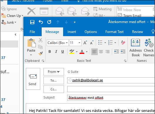 Automatisk email CRM synk