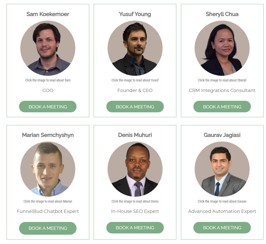 Bookings page with individuals meeting scheduling crm bookings page
