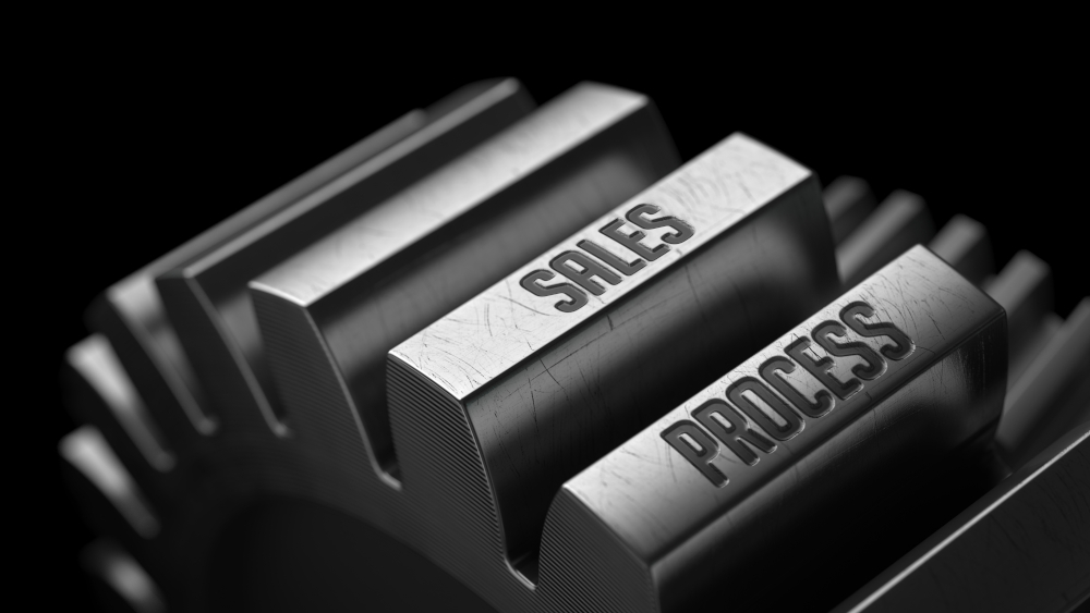 Sales,Process,On,The,Metal,Gears,On,Black,Background.